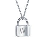 Monogram Lovers Padlock Pendant Necklace Gold Plated 16 Inch - Image 23