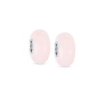 Set of 2 Milky Pink Opaque Murano Glass Charm Bead Sterling Silver for Bracelets