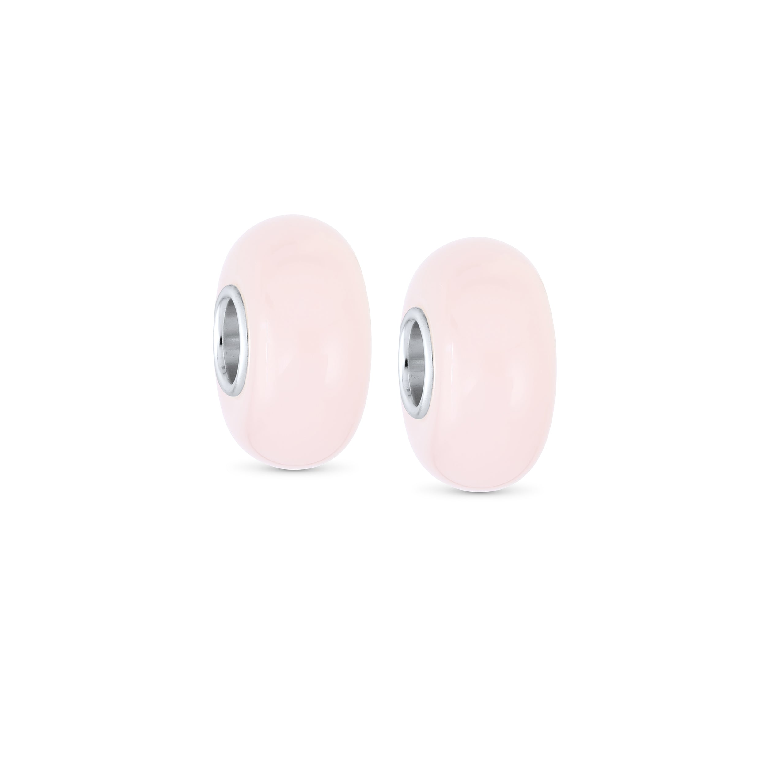 sterling-silver-pink-opal-bead-set_pbx-ss-opal-set-az Set of 2 Milky Pink Opaque Murano Glass Charm Bead Sterling Silver for Bracelets - Image 1