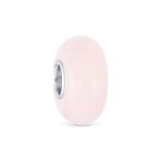 Milky Pink Opaque Murano Glass Charm Bead Sterling Silver Core for Bracelets