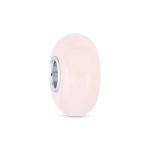 Milky Pink Opaque Murano Glass Charm Bead Sterling Silver Core for Bracelets