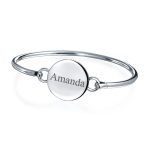 Sterling Silver ID Bracelet with Round Monogram - Polished & Durable Design - Image 4