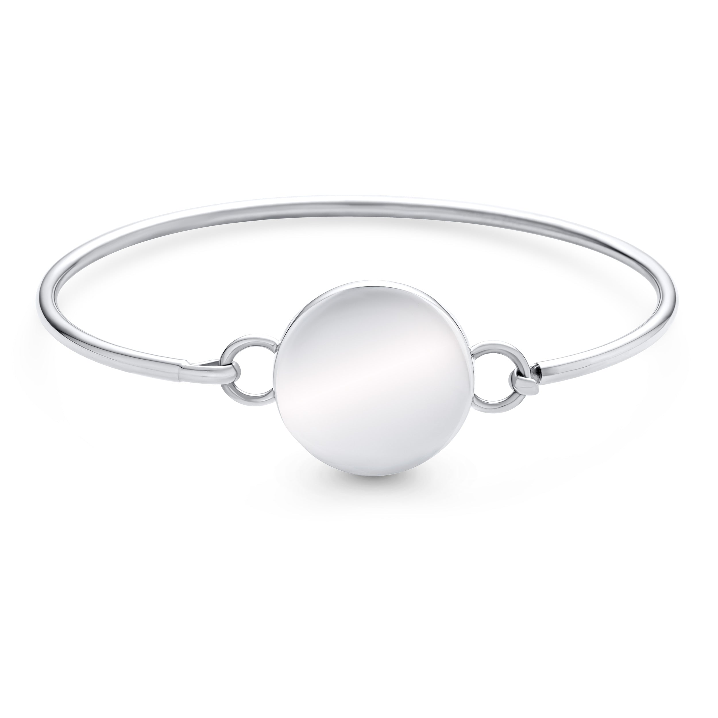 sterling-silver-polished-disk-bangle_sstr_sstr-bg5515-az Sterling Silver ID Bracelet with Round Monogram - Polished & Durable Design - Image 1