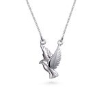 Spiritual Faith Dove Pendant Necklace in Sterling Silver - Peace Bird Design