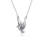 Spiritual Faith Dove Pendant Necklace in Sterling Silver - Peace Bird Design
