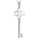 Crown Key Shape Pendant Necklace in Polished Sterling Silver