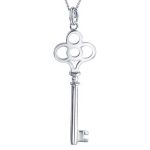 Crown Key Shape Pendant Necklace in Polished Sterling Silver