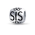 Set of 2 SIS and Heart Flower Filigree Round Bouquet Barrel Charm Bead Silver - Image 2