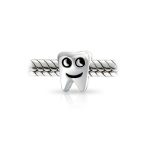 Set of 2 Smiling Tooth and Fairy Dentist Charm Bead Oxidized Sterling Silver - Image 3