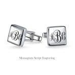 Monogram Initial Geometric Solid Square Sterling Silver Shirt Cufflinks Gift - Image 3