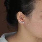 USA Patriotic Celestial Ear Cuff Cartilage Star Climbers 14K Gold Plated Silver - Image 6