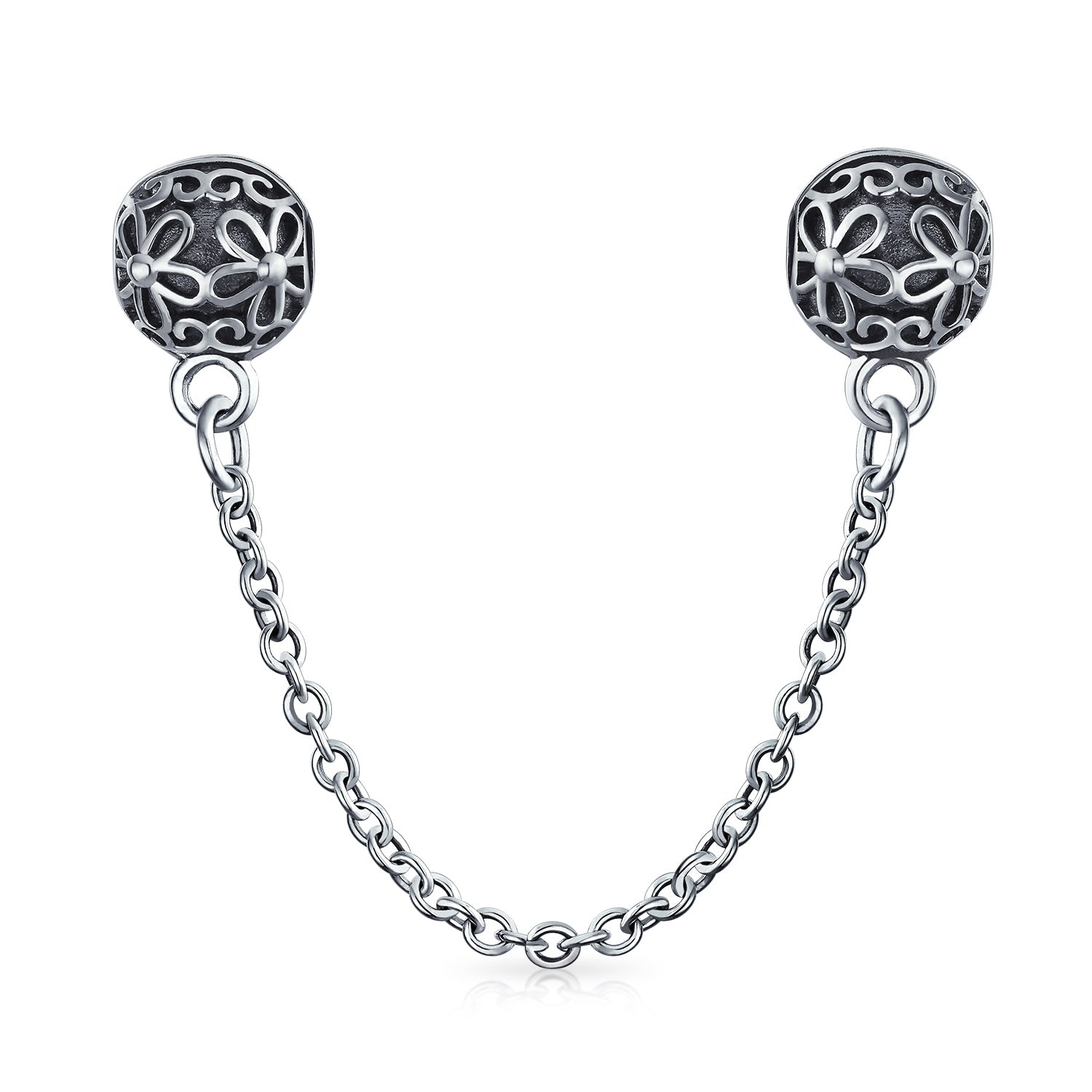 sterling-silver-stopper-bead_pbx-hcl-085-d-az Double Daisy Clasp Spacer Charm: Floral Bouquet Safety Chain Bead for Bracelets - Image 1