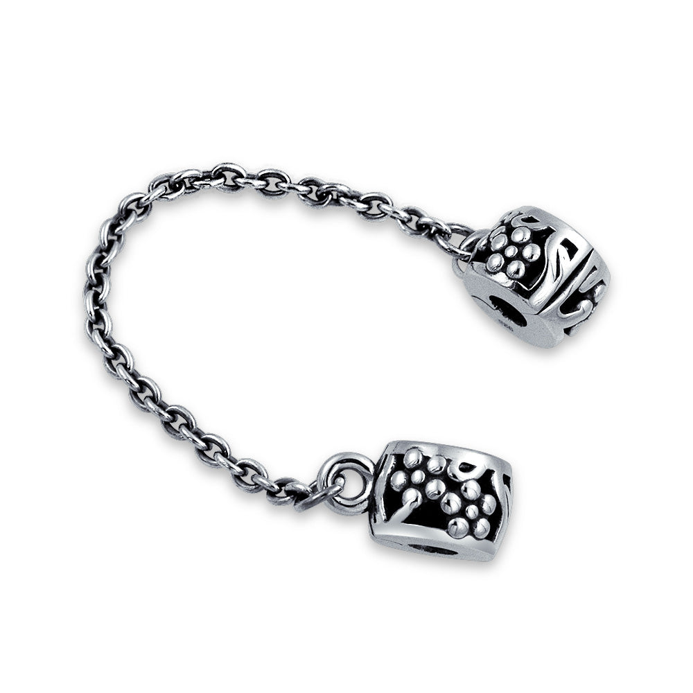 sterling-silver-stopper-safety-chain_pbx-hcl-55-d-az_1 Double Safety Chain Clasp Spacer Charm Daisy Flower Bead for European Bracelet - Image 1