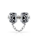 Double Safety Chain Clasp Spacer Charm Daisy Flower Bead for European Bracelet - Image 2