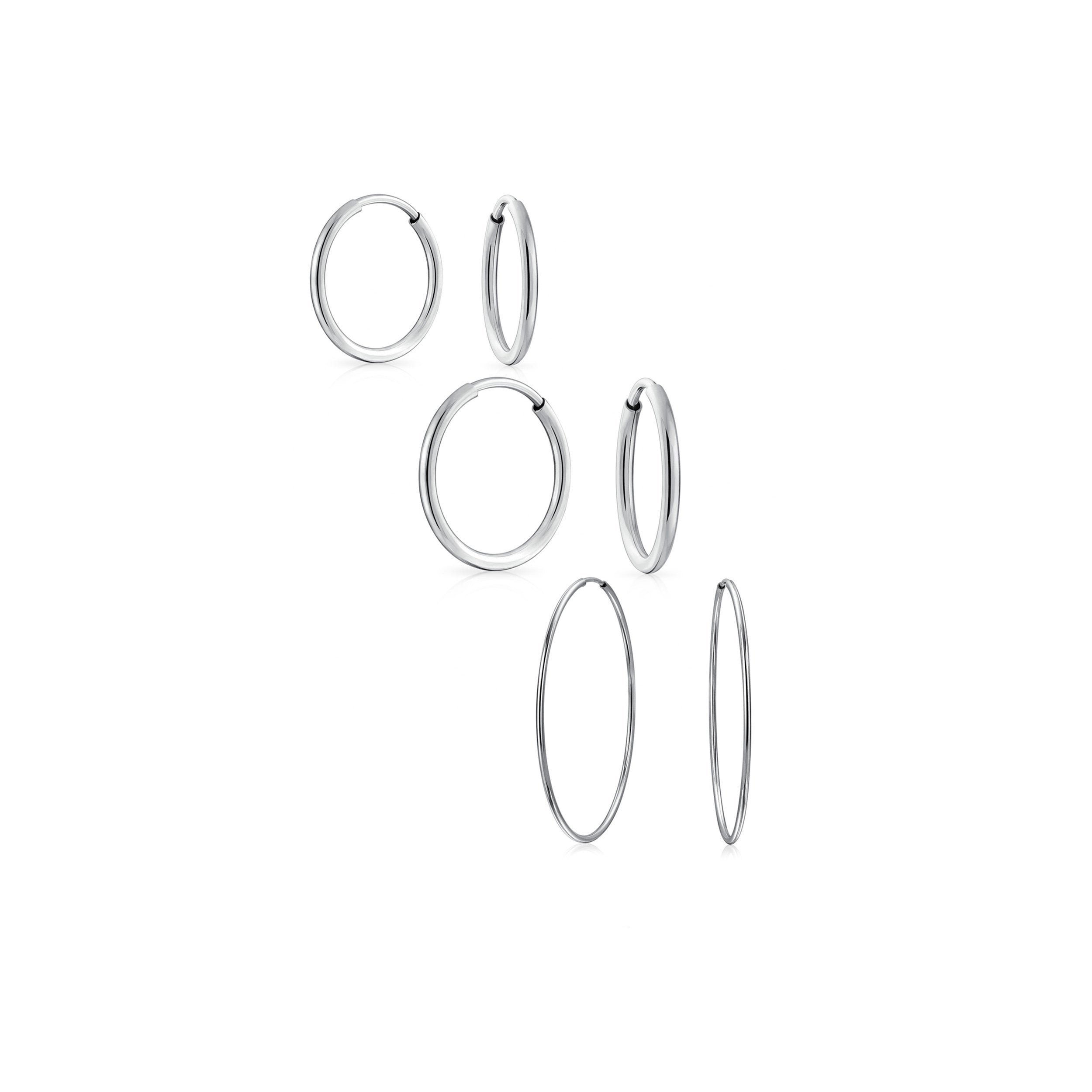 sterling-silver-thin-hoop-earrings-srn-050-set-az_e7f93282-cd62-42fe-9fd1-bc8fd8b359a0 Set of 3 Thin Minimalist Hoop Huggie Earrings Sterling Silver 0.5, 0.75 & 1 Inch - Image 1