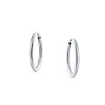 Thin Minimalist Hoop Huggie Earrings Sterling Silver Various Sizes - Image 7