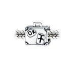 Set of 2 Vacation Travel Suitcase Luggage & Egyptian Pyramid Charm Bead Silver - Image 3