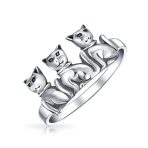 BFF Friendship Kitten Cat Band Silver Ring for Best Friends