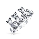 BFF Friendship Kitten Cat Band Silver Ring for Best Friends