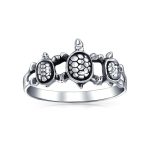 Nautical Hawaii BFF Friendship Three Best Friends Family Sea Turtle Ring Band .925 Sterling Silver - Image 12