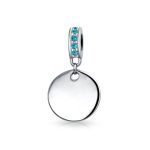 Initial Monogram Crystal Dangle Charm Bead Sterling Silver Birthstone Colors