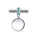 Initial Monogram Crystal Dangle Charm Bead Sterling Silver Birthstone Colors - Image 7
