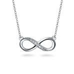 Romantic Forever Love Knot Symbol Sideways Infinity Pendant Necklace Sterling Silver