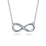 Romantic Forever Love Knot Symbol Sideways Infinity Pendant Necklace Sterling Silver