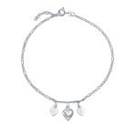 Romantic Multi Dangling Hearts Charms Anklet Ankle Bracelet Sterling Silver Adjustable 9, 10 Inch