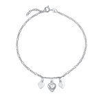 Romantic Multi Dangling Hearts Charms Anklet Ankle Bracelet Sterling Silver Adjustable 9, 10 Inch