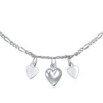 Romantic Multi Dangling Hearts Charms Anklet Ankle Bracelet Sterling Silver Adjustable 9, 10 Inch - Image 2