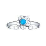 Set of 2 Sun Flower Blue Turquoise and Lucky Red Ladybug Midi Toe Ring Silver - Image 4