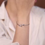 Spiritual Delicate Thin Angel Wing Feather Bangle Cuff Bracelet Sterling Silver - Image 3