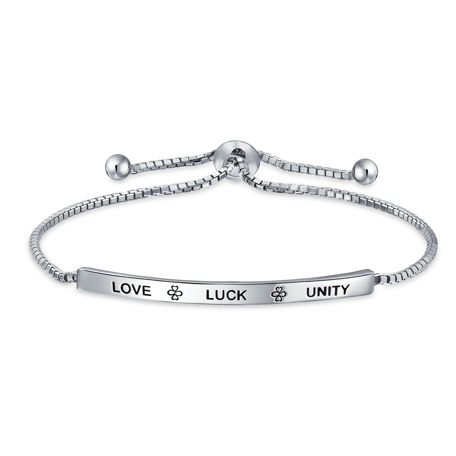 sterling_silver_ayllu_bracelet_bolo_ayl-113-az BFF Love Luck Unity Inspirational Words Bolo Bracelet .925 Sterling Silver Adjustable - Image 1