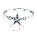 Nautical Sea Life Iridescent Abalone Shell Starfish Bangle Bracelet .925 Sterling Silver - Image 2