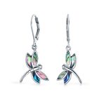 Set of 2 Butterfly Dragonfly & Filigree Teardrop Abalone Shell Dangle Earrings - Image 5