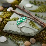 Nature Leaf Green Created Opal Leaf Band Ring .925 Sterling Silver - Image 3