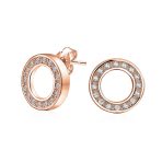 Geometric Pave CZ Open Circle Round Disc Stud Earrings - Image 2