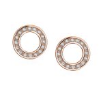 Geometric Pave CZ Open Circle Round Disc Stud Earrings - Image 4
