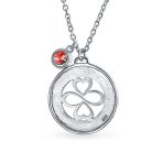 Love Luck Unity Inspirational Words Heart Infinity Clover Pendant Necklace .925 Sterling Silver - Image 2