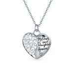 Inspirational Words Heart Shape Mother Daughter Forever Pendant Necklace .925 Sterling Silver