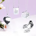 BFF Mother Daughter Heart Pendant Necklace Silver with Quote - Image 4