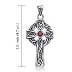 Love Knot Topaz Garnet CZ Trinity Cross Pendant Necklace - Image 3