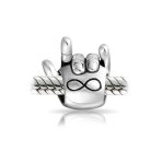BFF Hand Sign Infinity I Love You Charm Bead Silver - Image 3