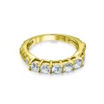 Art Deco Style 3CTW CZ Three Stone Past Present Future Engagement Ring Set Gold Plated Sterling Silver - Image 13
