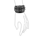 Black Grey Goth Biker Stretch Bracelet Wide Cuff Punk Rock - Image 2