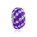 Green White Striped Crystal Bead Charm for European Bracelet Silver Core - Image 2