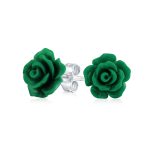 Romantic 3D Carved Flower Pink Peach Rose Stud Earrings Lightweight 10MM - Image 10