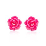 Romantic 3D Carved Flower Pink Peach Rose Stud Earrings Lightweight 10MM - Image 24