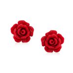 Romantic 3D Carved Flower Pink Peach Rose Stud Earrings Lightweight 10MM - Image 14